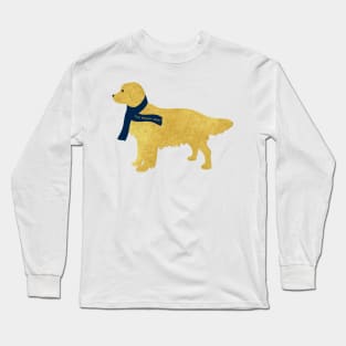 Preppy Golden Retriever - Navy Winter Scarf Long Sleeve T-Shirt